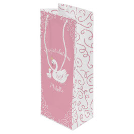 Swans Baby Showbird mit Crown Theme Pink Geschenktüte Für Weinflaschen
