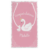 Swans Baby Showbird mit Crown Theme Pink Kleine Geschenktüte (Rückseite)