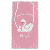 Swans Baby Showbird mit Crown Theme Pink Kleine Geschenktüte (Vorderseite)