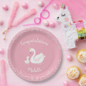 Swans Baby Showbird mit Crown Theme Pink Pappteller (Party)