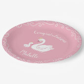 Swans Baby Showbird mit Crown Theme Pink Pappteller (Schrägansicht)