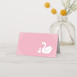 Swans Baby Showbird mit Crown Theme Pink Platzkarte