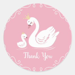 Swans Baby Showbird mit Crown Theme Pink Runder Aufkleber