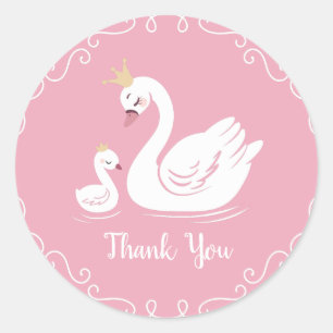 Swans Baby Showbird mit Crown Theme Pink Runder Aufkleber