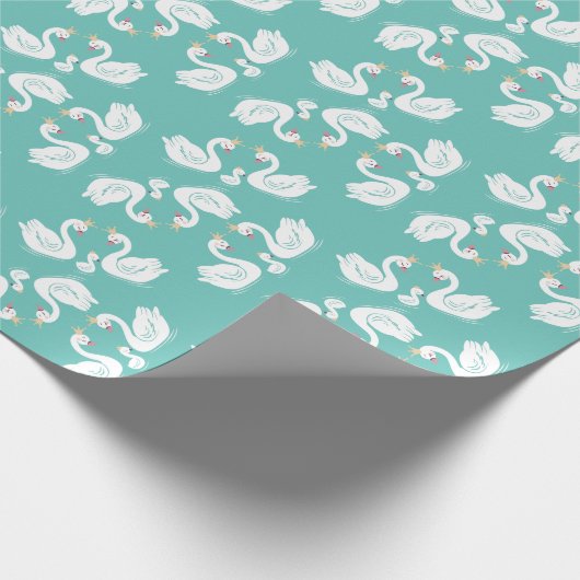 Swans Baby Shower Bird mit Crown Co-Ed Aquamarin Geschenkpapier (Ecke)
