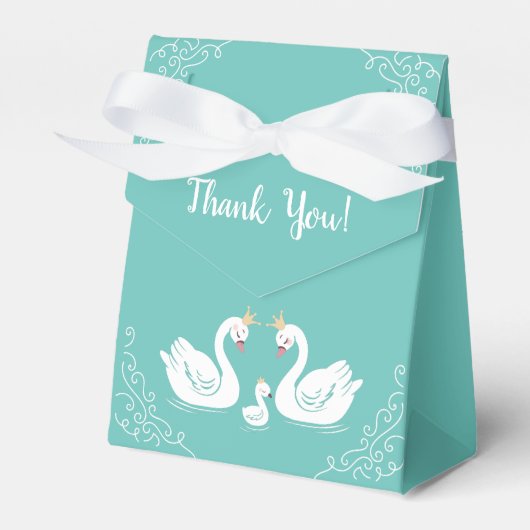 Swans Baby Shower Bird mit Crown Co-Ed Aquamarin Geschenkschachtel (Vorderseite)