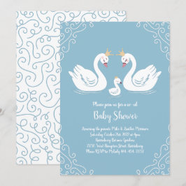 Swans Baby Shower Bird mit Crown Co-Ed Blue Einladung