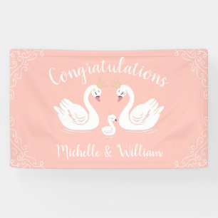 Swans Baby Shower Bird mit Crown Co-Ed Peach Banner