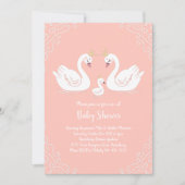 Swans Baby Shower Bird mit Crown Co-Ed Peach Einladung (Vorderseite)