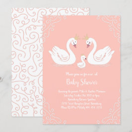 Swans Baby Shower Bird mit Crown Co-Ed Peach Einladung