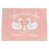 Swans Baby Shower Bird mit Crown Co-Ed Peach Große Geschenktüte (Vorderseite)