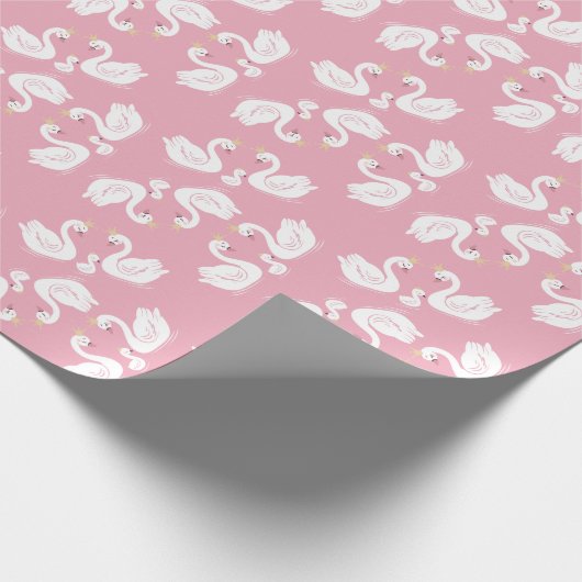 Swans Baby Shower Bird mit Crown Co-Ed Pink Geschenkpapier (Ecke)