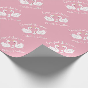 Swans Baby Shower Bird mit Crown Co-Ed Pink Geschenkpapier
