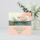 Swans bei Sunset Custom Hochzeit Einladung (Stehend Vorderseite)