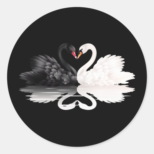 Swans Black Round Stickers (Vorderseite)