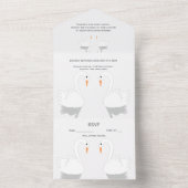 Swans Design Wedding All In One Einladung (Innen Boden)
