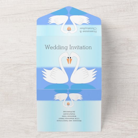 Swans Design Wedding All In One Einladung (Außenbereich)
