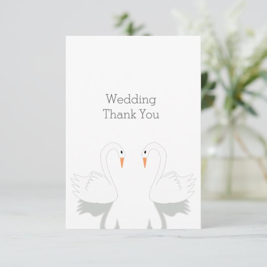 Swans Design Wedding Dankeskarte (Stehend Vorderseite)