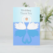 Swans Design Wedding Dankeskarte (Stehend Vorderseite)