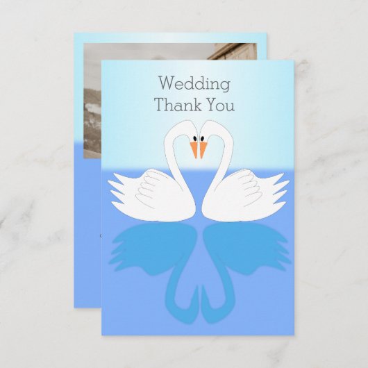 Swans Design Wedding Dankeskarte (Vorne/Hinten)