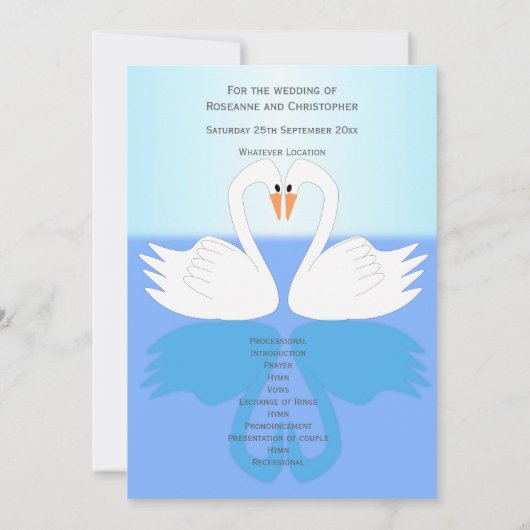 Swans Design Wedding Program (Rückseite)