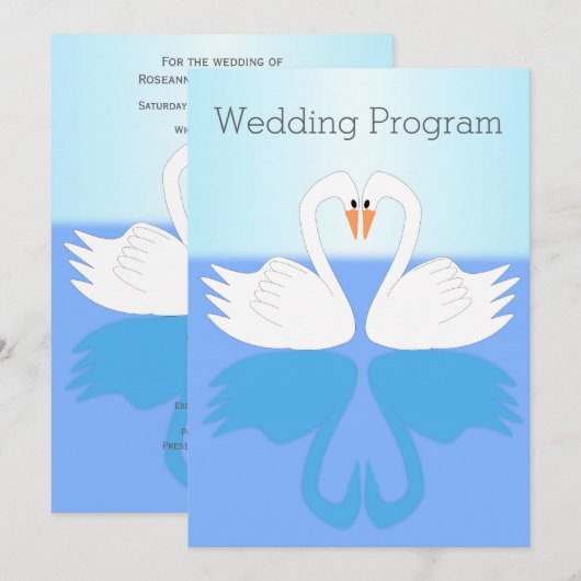 Swans Design Wedding Program (Vorne/Hinten)
