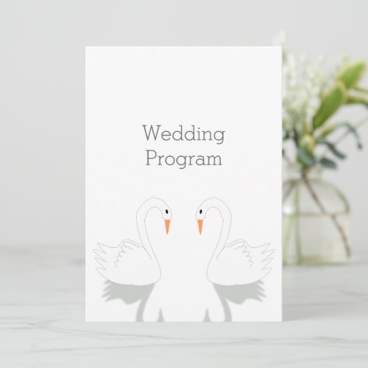 Swans Design Wedding Program (Stehend Vorderseite)