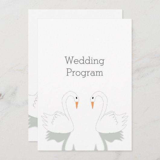 Swans Design Wedding Program (Vorne/Hinten)