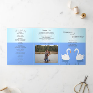 Swans Design Wedding Program Dreifach-gefaltete Programmkarte