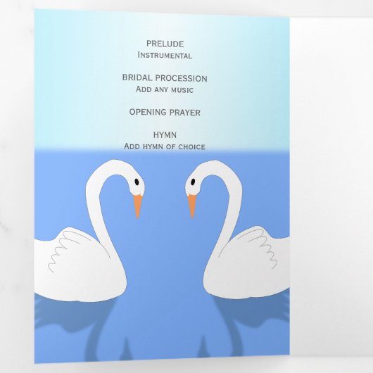 Swans Design Wedding Program Dreifach-gefaltete Programmkarte (Innen Erste Seite)