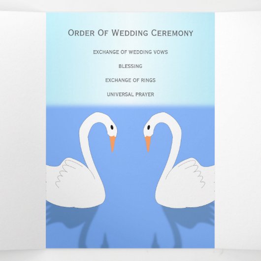 Swans Design Wedding Program Dreifach-gefaltete Programmkarte (Innenseite Mitte)