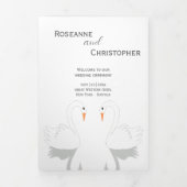 Swans Design Wedding Program Dreifach-gefaltete Programmkarte (Cover)