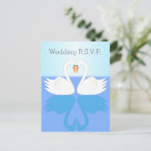 Swans Design Wedding RSVP Einladungspostkarte (Stehend Vorderseite)