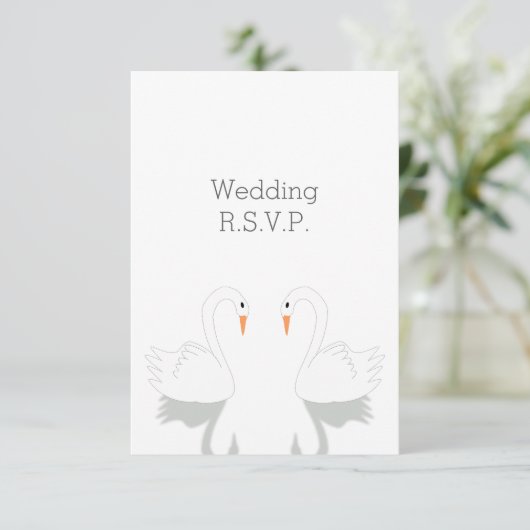 Swans Design Wedding RSVP Karte (Stehend Vorderseite)