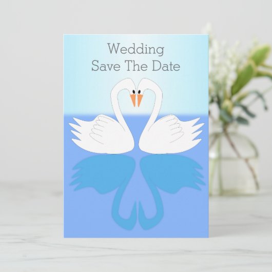 Swans Design Wedding Save The Date (Stehend Vorderseite)