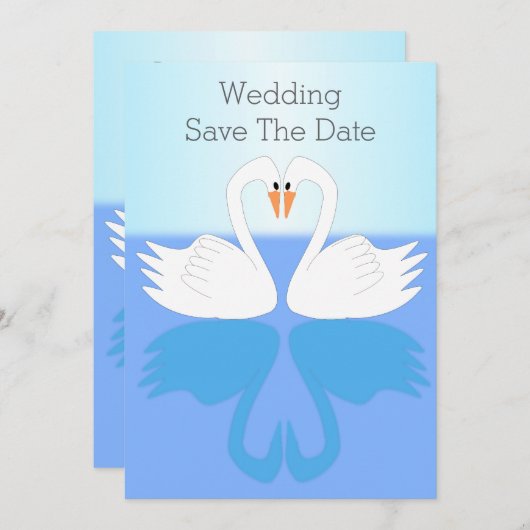 Swans Design Wedding Save The Date (Vorne/Hinten)