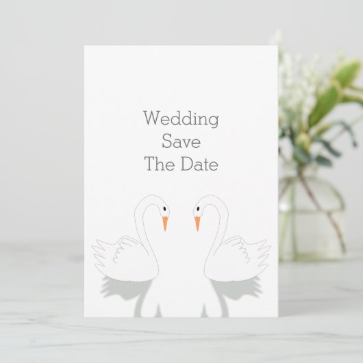 Swans Design Wedding Save The Date (Stehend Vorderseite)