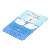 Swans Design Wedding speichert das Datum Magnet (Linke Seite)