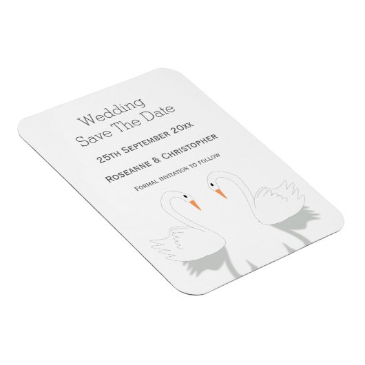 Swans Design Wedding speichert das Datum Magnet (Rechte Seite)