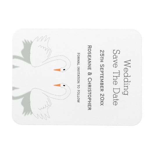 Swans Design Wedding speichert das Datum Magnet (Horizontal)