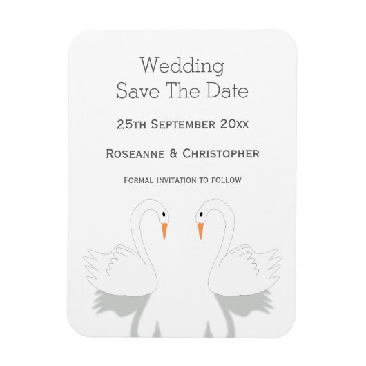 Swans Design Wedding speichert das Datum Magnet (Vertikal)