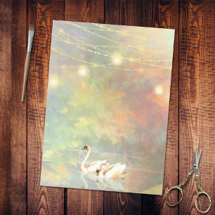 Swans Fall Lake Mason Jar String Lights Seidenpapier