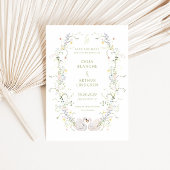 Swans Floral Frame Monogram Wedding Save The Date