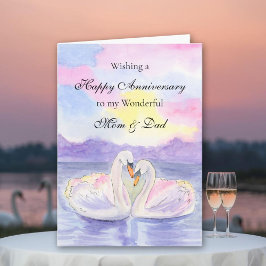 Swans For Mom and Dad Happy Wedding Anniversary Karte