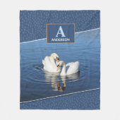 Swans Foto Blue Monogram Fleecedecke (Vorderseite)