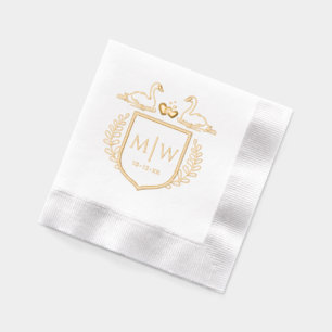 Swans Hearts Wappen 2 Initial Wedding Monogram Servietten Mit Folie