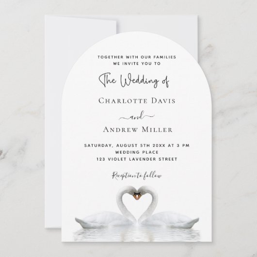 Swans in Liebe Einladung (Vorderseite)