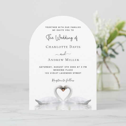 Swans in Liebe Einladung (Stehend Vorderseite)