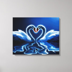 Swans in Liebe gepackte Canvas Leinwanddruck