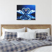 Swans in Liebe gepackte Canvas Leinwanddruck (Insitu (Schlafzimmer))